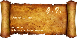 Gere Irma névjegykártya